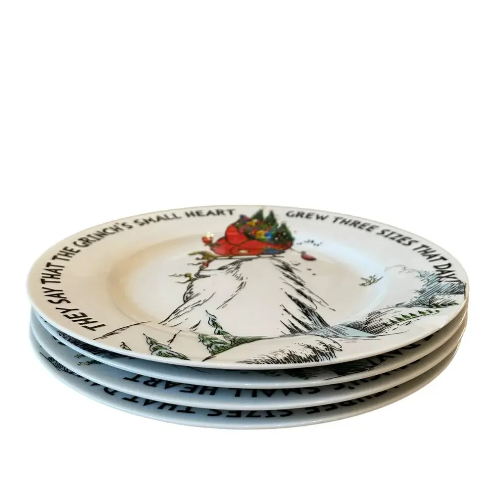 New Set of 3 Dr. Seuss The Grinch’s Small Heart Grew 3 Sizes Salad Plates